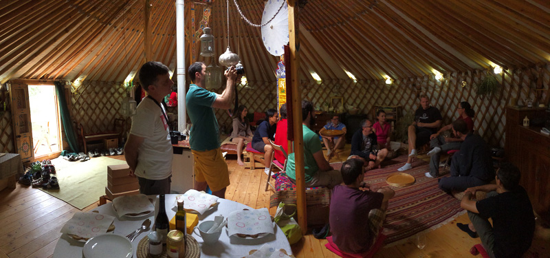 Inside the yurt