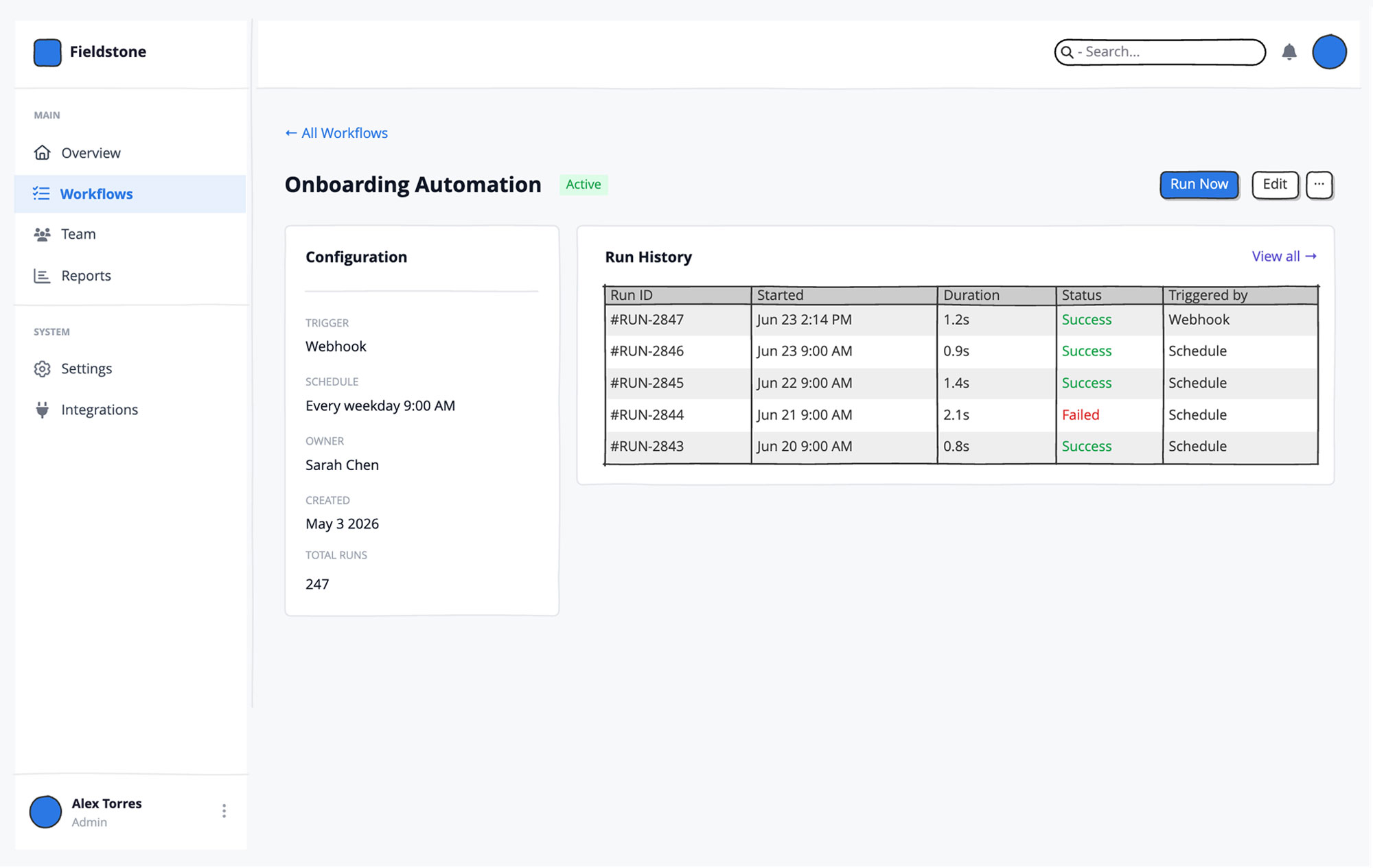 Workflow detail preview