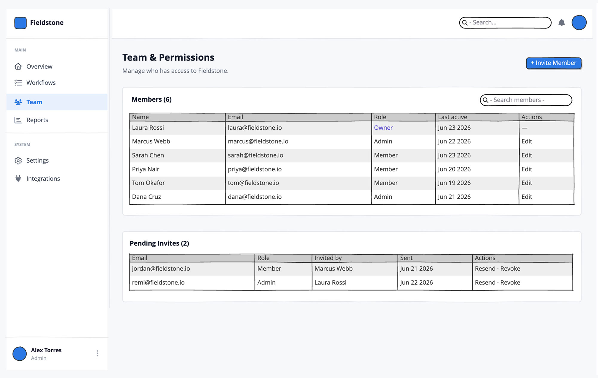 Team & permissions preview