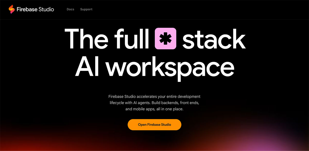 Firebase Studio home page