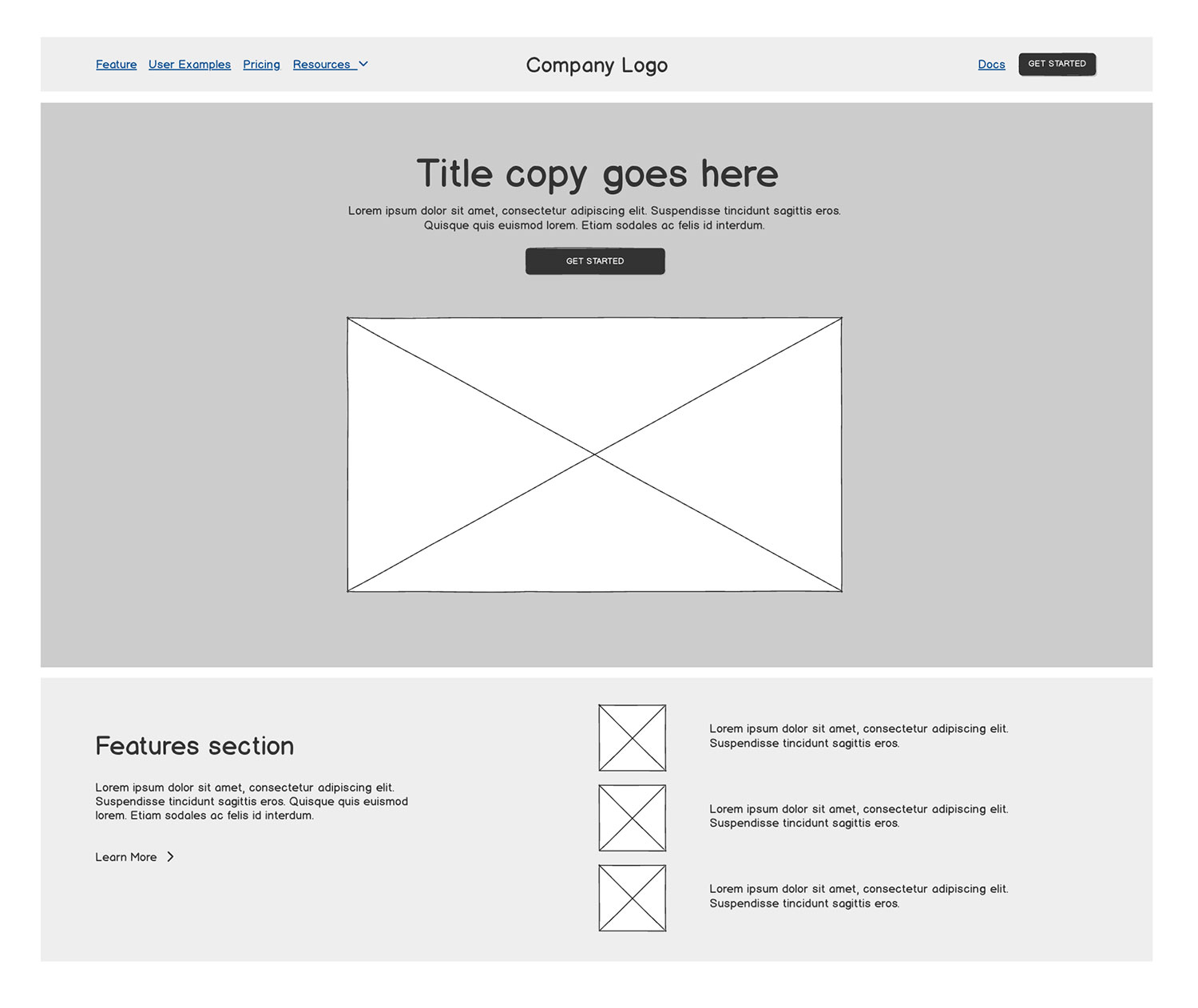 Example of a homepage wireframe