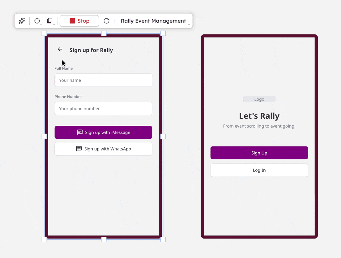 Prototype made with Balsamiq