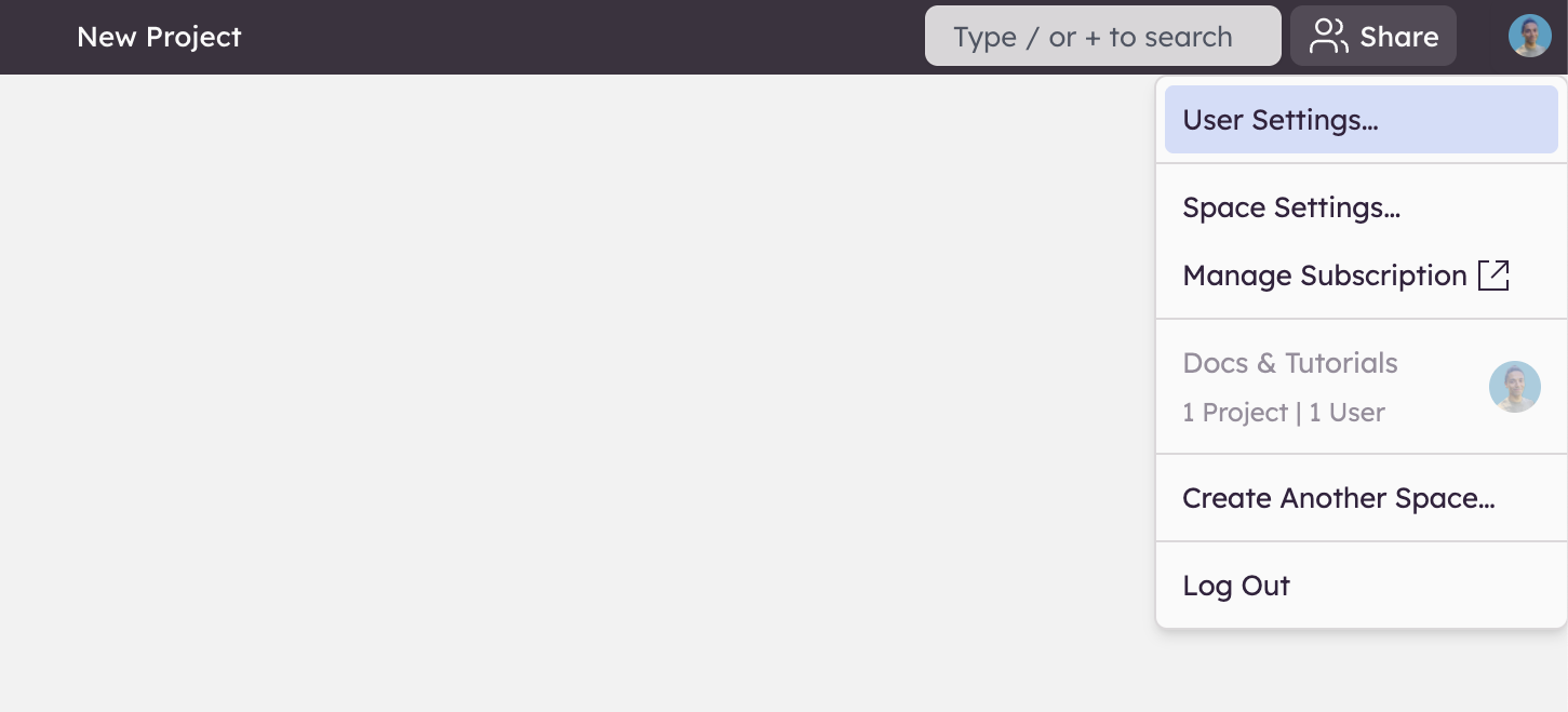 Access User Settings in Balsamiq Cloud to switch from Google login to username and password.