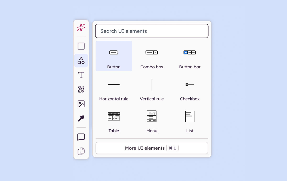 Balsamiq UI elements panel